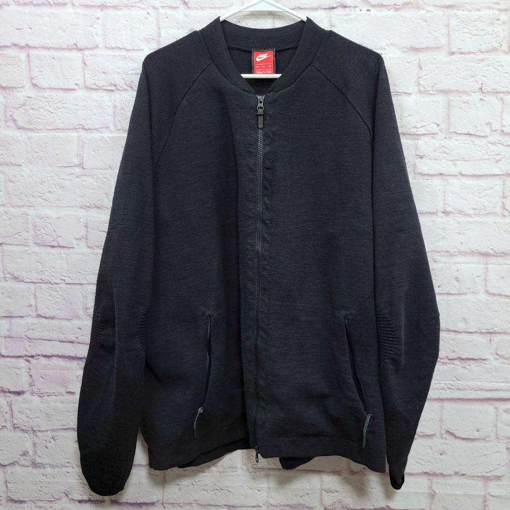 Nike Sportswear Tech Knit Bomber Jacket Mens XXL Black Full Zip Gorpcore Utility
